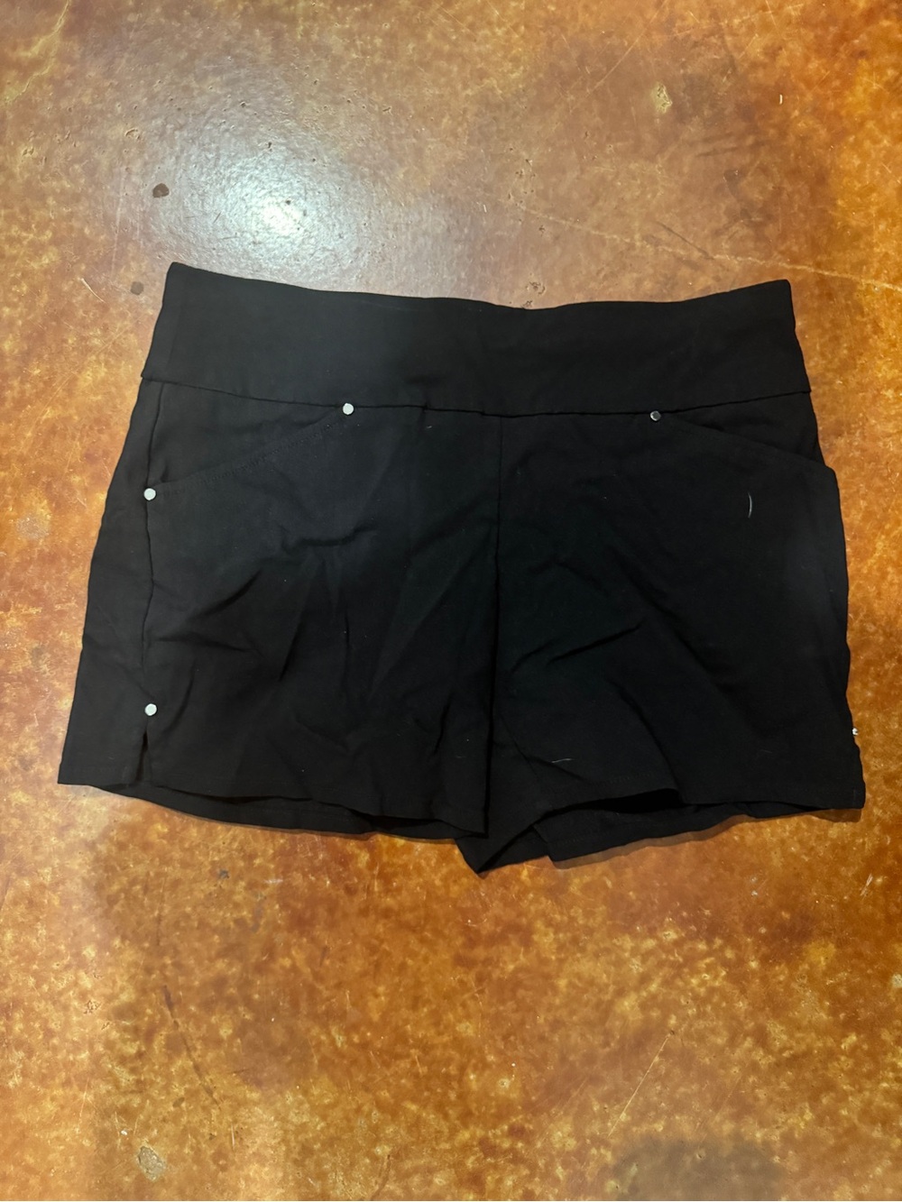 INC International Concepts Black Stretch Shorts with Rivet Accents